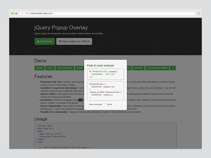 Popup Overlay: Best jQuery Modal Plugins