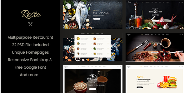 Resto Multipurpose Restaurant & Cafe PSD Template