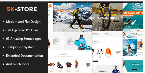 SK Store - Unique Shop PSD Template for Sport and Athletes