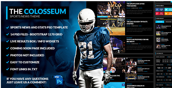 The Colosseum - Sports Magazine PSD Template