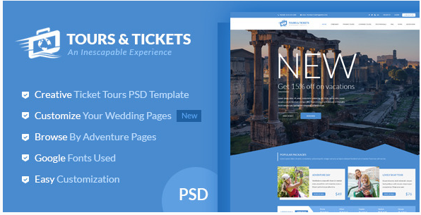 Tours & Tickets - Creative PSD Template