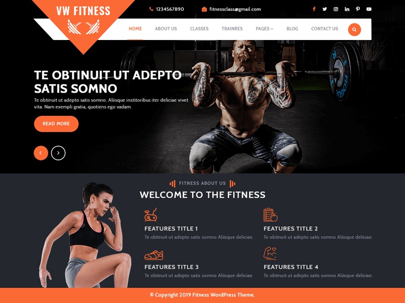 VW Fitness Gym Fitness WordPress Theme