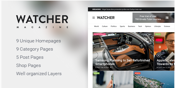 Watcher – Magazine PSD Template