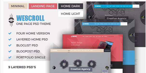 WeScroll One Page PSD Theme