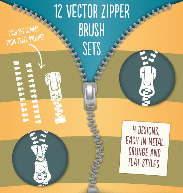 Zipper Brushes: Superb Illustrator Actions Brushes And Styles