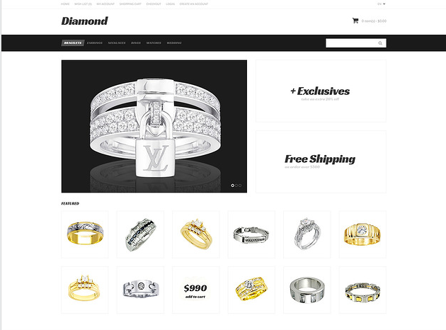 just diamond: Jewelry OpenCart Themes