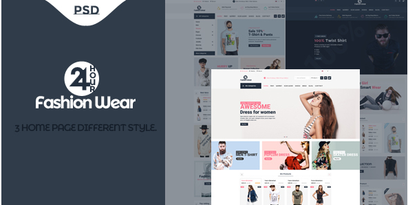 24 Hour Fashion Wear eCommerce PSD Template