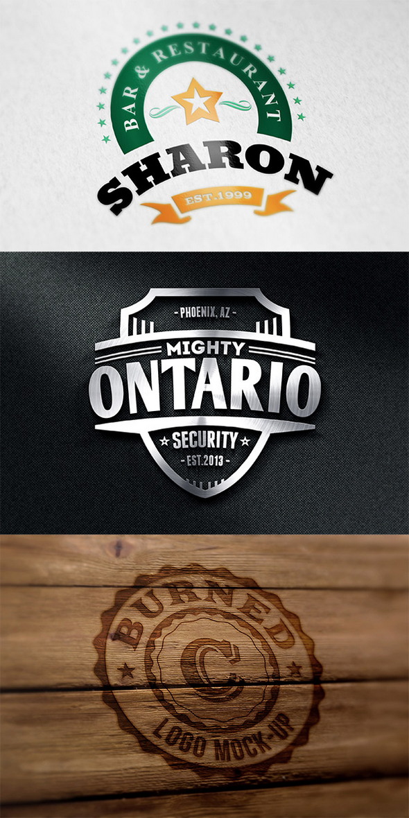 3 Photorealistic Logo MockUps