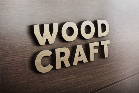 3D Wooden Logo MockUp