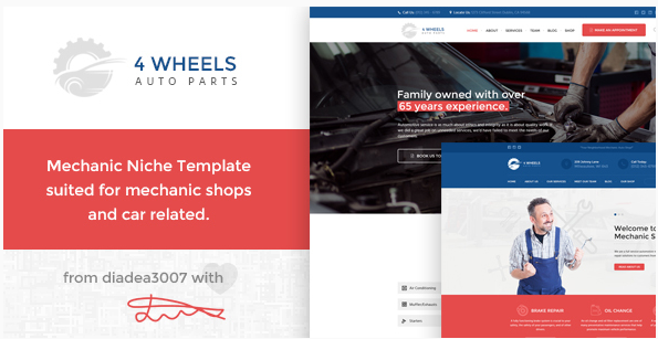 4 Wheels - Mechanic Shop PSD Template