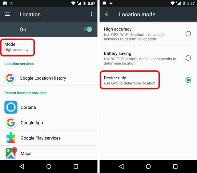 Android-Location-Mode