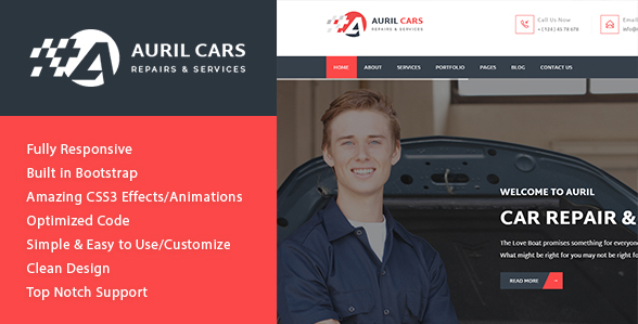 Auril - Car Mechanic Workshop HTML Template