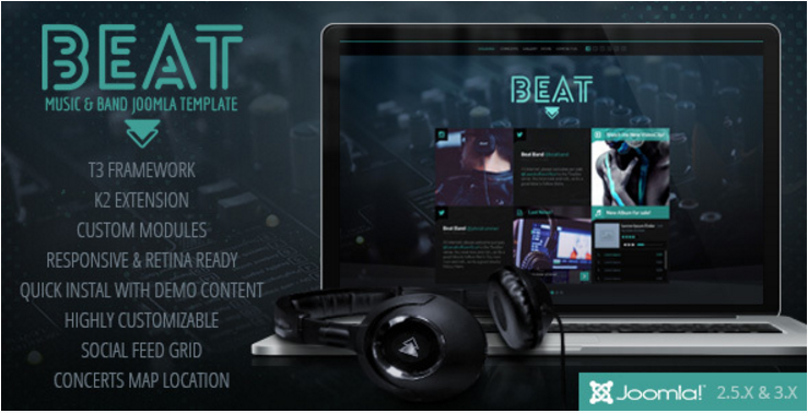 Beat - One Page Music & Band Joomla Template