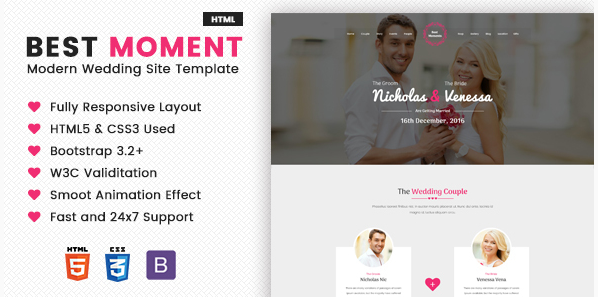 Best Moments - Mordern Wedding Site Template