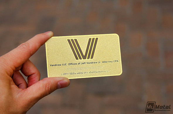 Brass Finish Card With Die-Cut Logo