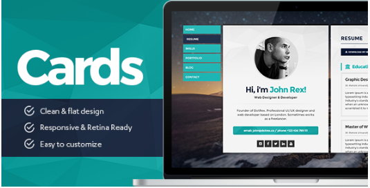 Cards - Personal vCard, Resume/CV & Portfolio WordPress Theme