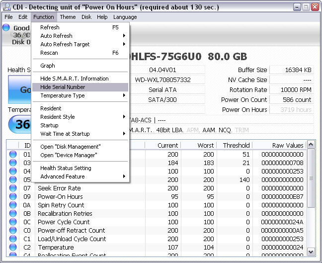 Seek Error rate. 48-Bit LBA. Disk Scanner.