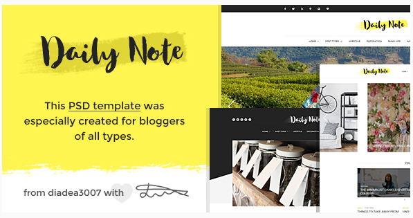 Daily Note - Creative Blog PSD Template