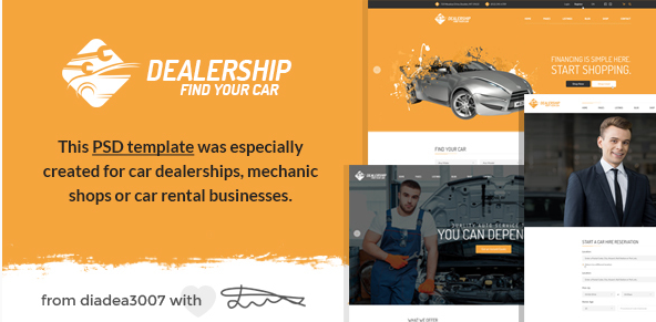 Dealership - Car Dealership, Mechanic & Rental PSD Template