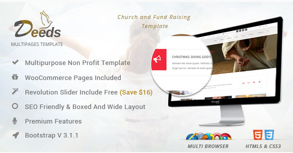 Deeds - Simple Nonprofit Church Website Template