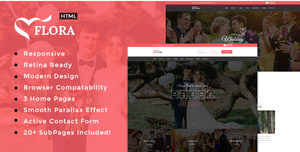 Flora - Responsive HTML Wedding Template