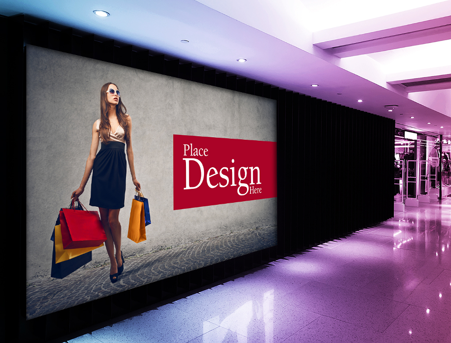 Free Shopping Mall Advertising Billboard Mockup