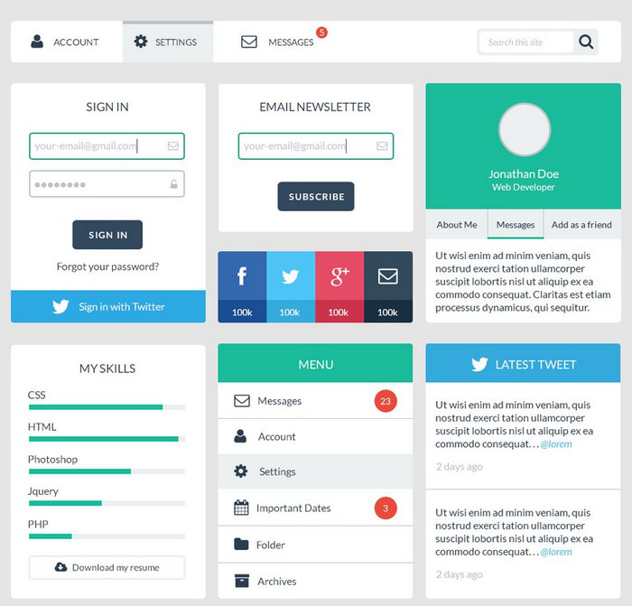 Free Web User Interface Design PSD