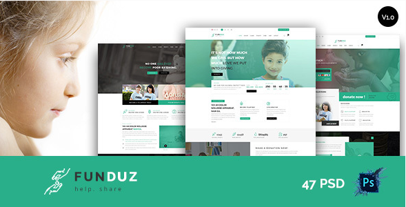 FunDuz - Charity Crowdfunding & Volunteers PSD Template