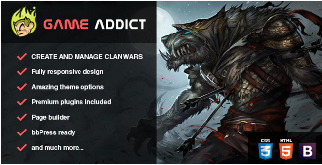 Game Addict - Clan War Gaming Themes WordPress