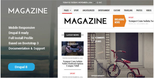 Gazeta - News & Magazine Drupal 8 Theme