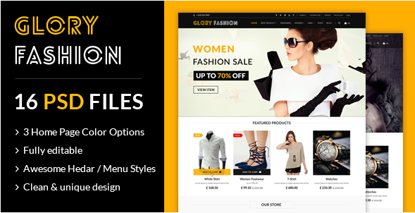 Glory Fashion eCommerce PSD Template