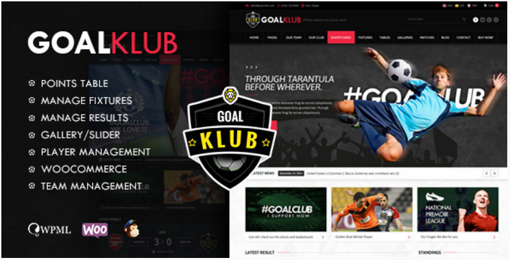 Goal Club Sports & Events WordPress Theme