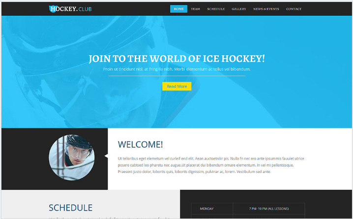 Hockey Responsive Joomla Template