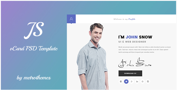 JS - Creative vCard & Resume Portfolio PSD Template