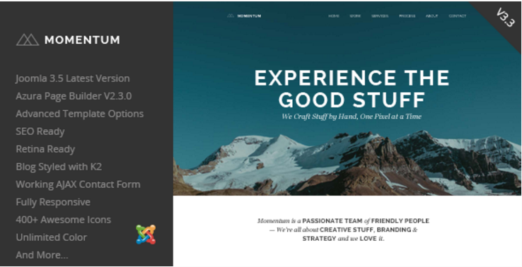 Momentum - Simple Creative OnePage Joomla Template