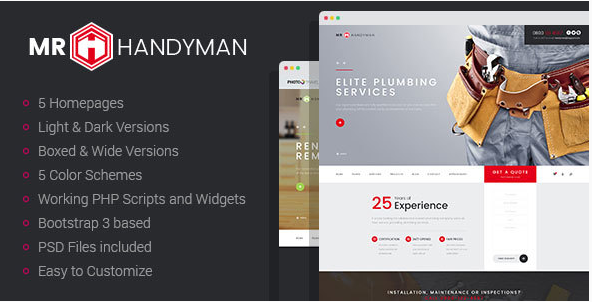 Mr.Handyman - Plumber, Carpenter, Roofing, Renovation HTML template