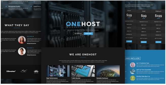 Onehost - One Page WordPress Hosting Theme + WHMCS