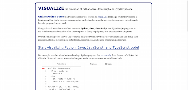 Online-Python-Tutor-Visualize-Python-Java-JavaScript-and-TypeScript-code