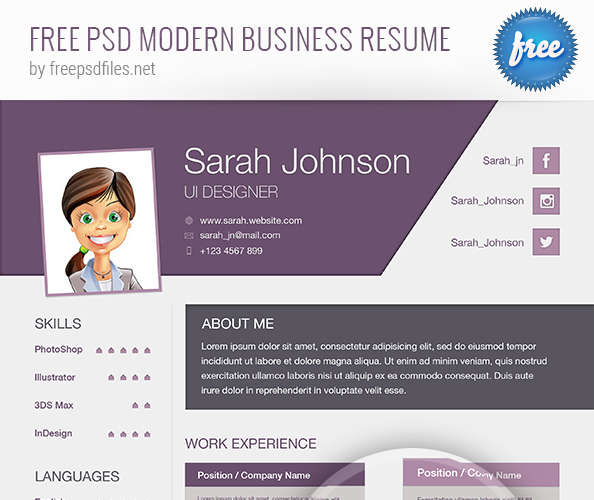 PSD Modern Business Resume