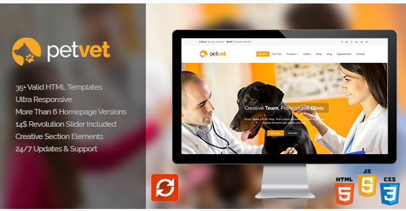 PetVet Vet Pet Responsive Site Template