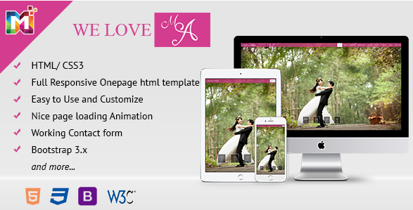 Responsive One page Wedding Template
