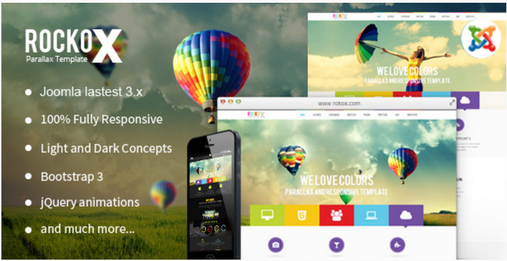 RockoX - One Page Parallax Joomla Template