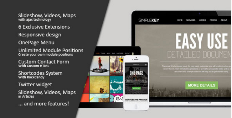 SimpleKey One Page Portfolio Joomla Template