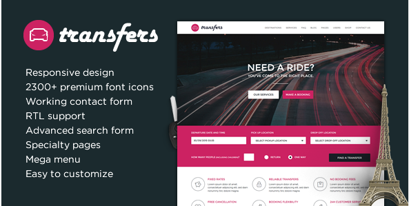 Transfers - Transport and Car Hire HTML Template