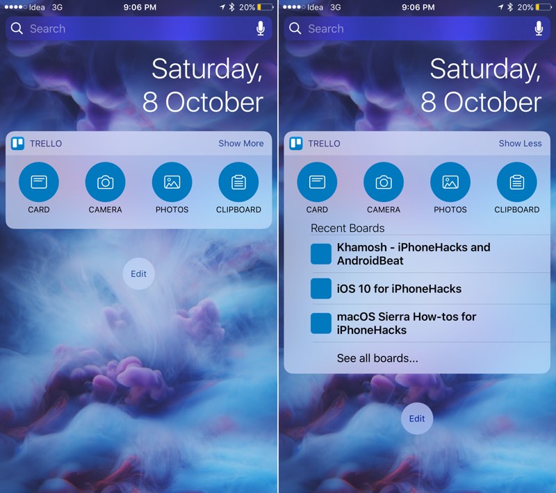 Trello: Superb ios10 Widgets