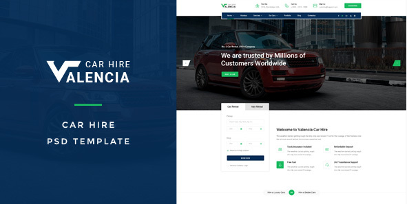 Valencia  Car Hire PSD Template