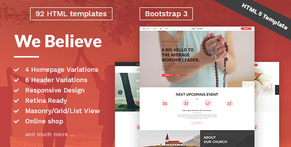WeBelieve - Church, Charity, Nonprofit & Fundraising Responsive HTML5 Template