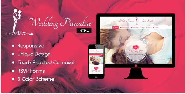 Wedding Paradise – Responsive HTML Wedding Template