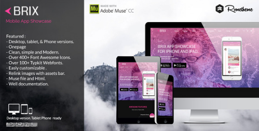 Brix: Best Adobe Muse Landing Page Templates