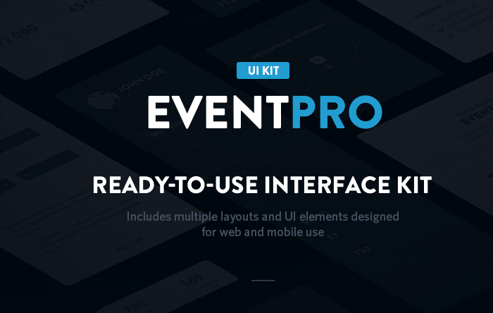 EventPro App: Top Free Flat UI Kits PSD For Mobile Apps